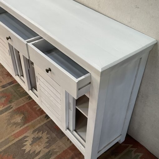 Handcrafted Carved Indian Furniture Handmade Solid Wood White Sideboard 183x40x90Cm - Image 14