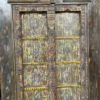 Antique Indian Door Carved Floral Handmade Rustic  Style Architectural Design Door Panel Blue 100x220Cm