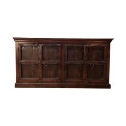 Handcarved Indian Furniture Handmade Solid Wood Sideboard Carved Doors Brown190x46x97Cm