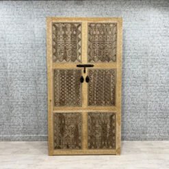 Handmade Carved Indian Style Solid Hard Wood Moroccan Custom Double Sided Work Done On Doors 140x220Cm