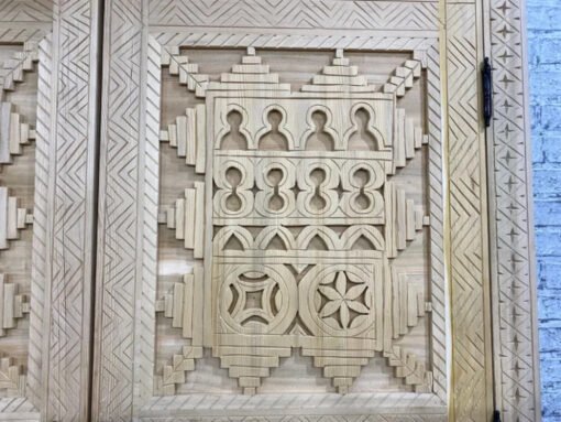 Handmade Carved Indian Style Solid Hard Wood Moroccan Custom Double Sided Work done on doors 140x220Cm - Image 4