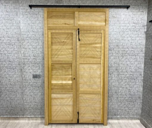 Handmade Carved Indian Style Solid Hard Wood Moroccan Custom Double Sided Work done on doors 140x220Cm - Image 5