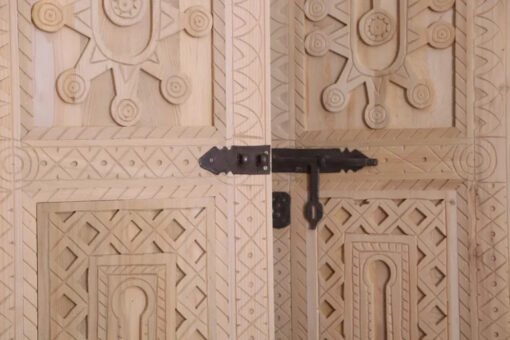 Handmade Carved Indian Style Solid Hard Wood Authentic Moroccan Custom Double Sided Work Done On Doors 140x220Cm - Image 10