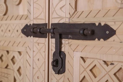 Handmade Carved Indian Style Solid Hard Wood Authentic Moroccan Custom Double Sided Work Done On Doors 140x220Cm - Image 2