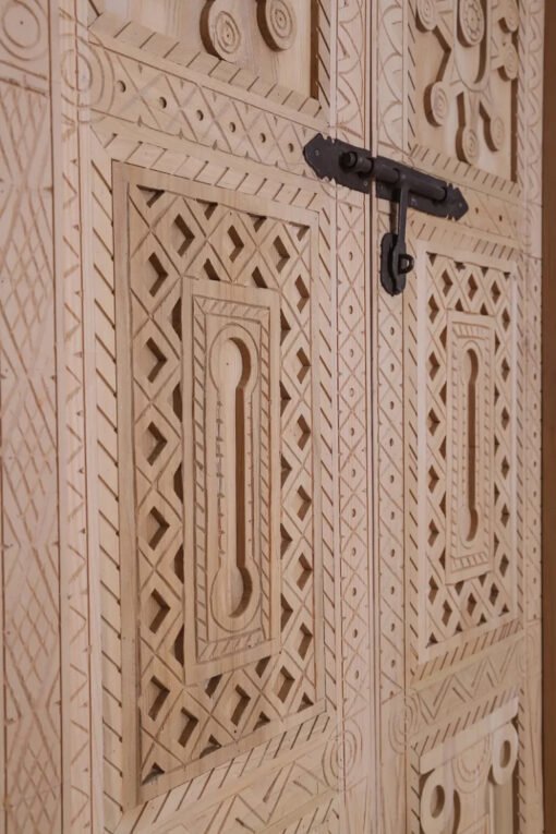 Handmade Carved Indian Style Solid Hard Wood Authentic Moroccan Custom Double Sided Work Done On Doors 140x220Cm - Image 3