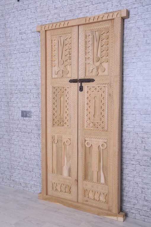Handmade Carved Indian Style Solid Hard Wood Authentic Moroccan Custom Double Sided Work Done On Doors 140x220Cm - Image 5