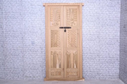 Handmade Carved Indian Style Solid Hard Wood Authentic Moroccan Custom Double Sided Work Done On Doors 140x220Cm - Image 7