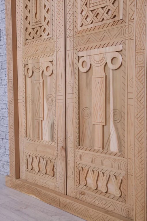 Handmade Carved Indian Style Solid Hard Wood Authentic Moroccan Custom Double Sided Work Done On Doors 140x220Cm - Image 8