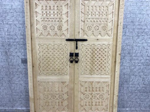 Handmade Carved Indian Style Solid Hard Wood Authentic Moroccan Custom Wooden Door 150x220Cm - Image 7
