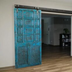 Rustic Farmhouse Vintage Sliding Barn Doors Single Carved Barn Doors Unique Eclectic 210x 100cm