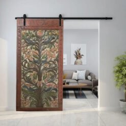Carved Doors Custom Size Interior Sliding Hinged Door Solid Wood Single Wall Accent Tree Of Life Barndoor 100x220Cm