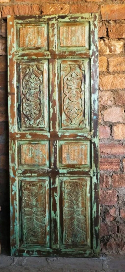 Vintage Reclaimed Handmade Rustic Farmhouse Barn Door Wood Door Panel Bedroom Door Green 100x220Cm - Image 2