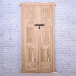 Handmade Carved Indian Style Solid Hard Wood Authentic Moroccan Custom Double Sided Work Done On Doors 140x220Cm