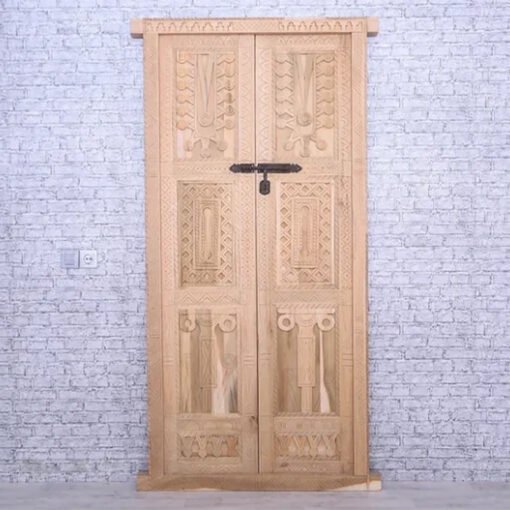 Handmade Carved Indian Style Solid Hard Wood Authentic Moroccan Custom Double Sided Work Done On Doors 140x220Cm