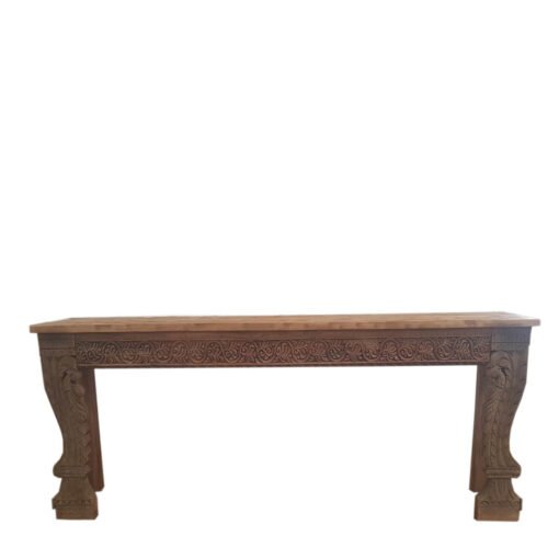 Carved Indian Furniture Handmade Solid Hard Wood Console Table Hallway Natural 250x45x85Cm