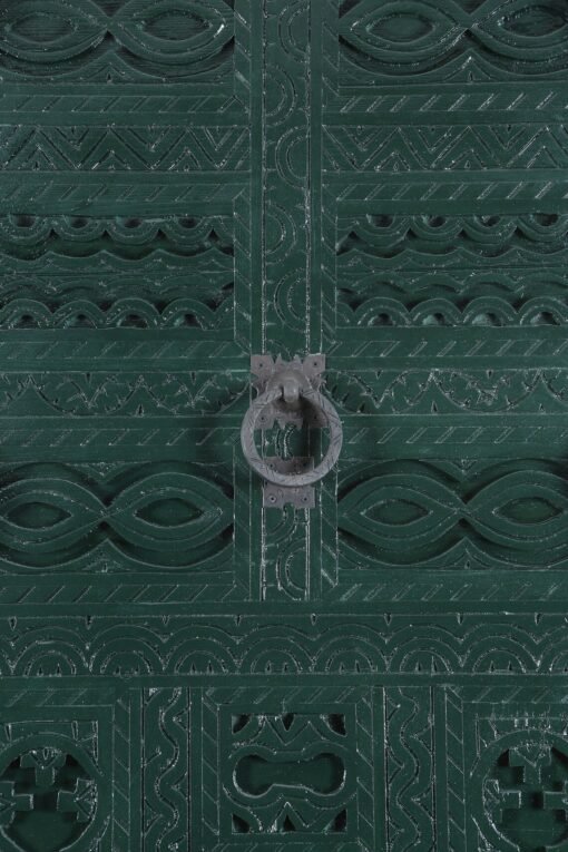 Handmade carved indian style solid hard wood moroccan custom single panel door dark green 86x220cm - Image 8