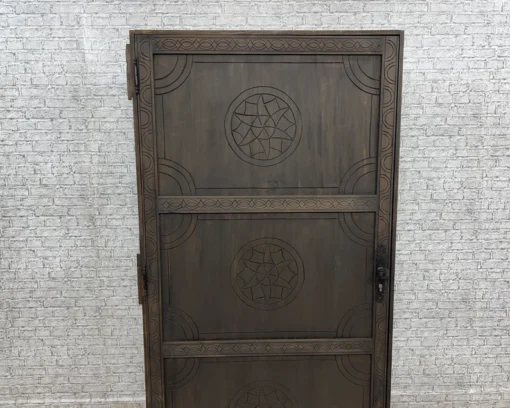 Handmade carved indian style solid hard wood moroccan custom single door brown 86x220cm - Image 9