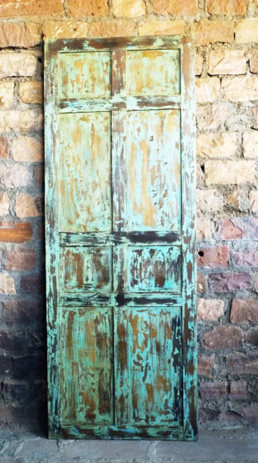 Vintage reclaimed handmade rustic farmhouse barn door wood door panel bedroom door green 100x220cm - Image 3
