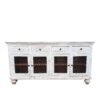Carved indian furniture handmade solid wood sideboard with jaali door with 4 drawers white 195x45x100cm