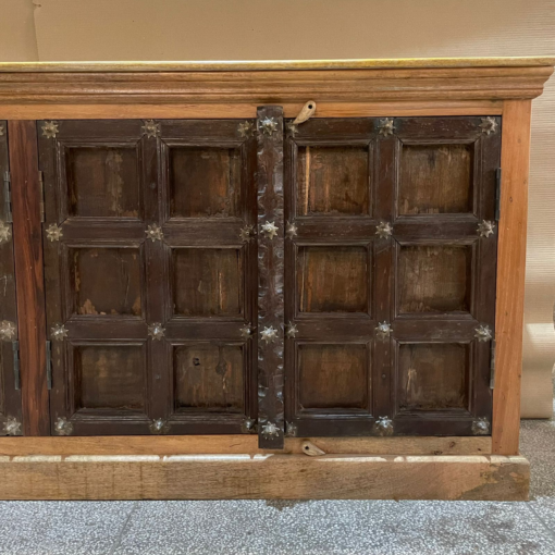 Antique indian furniture handmade solid wood sideboard carved doors brown 207x45x88cm - Image 5