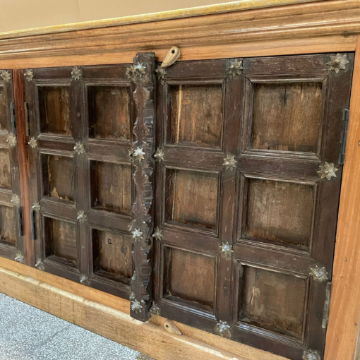 Antique indian furniture handmade solid wood sideboard carved doors brown 207x45x88cm - Image 6