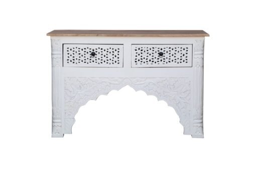 Hand carved console table white with drawers 120x40x80