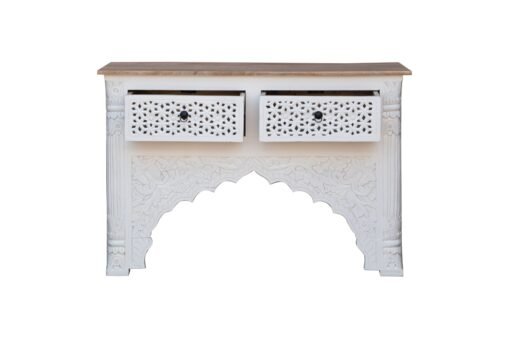 Hand carved console table white with drawers 120x40x80 - Image 2