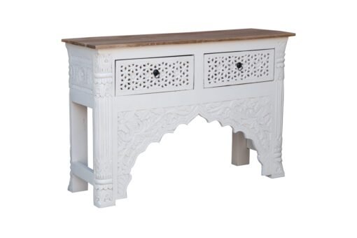 Hand carved console table white with drawers 120x40x80 - Image 3