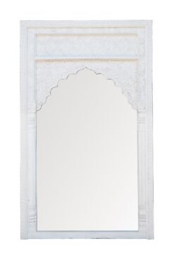 Mehrab carved mirror frame white 100 x 150