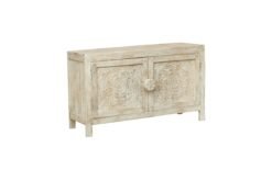 Handcrafted carved indian furniture handmade solid wood white cabinet 120x40x70cm