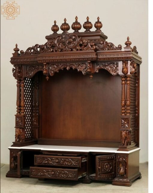 Custom temple for home wooden temple with marble top