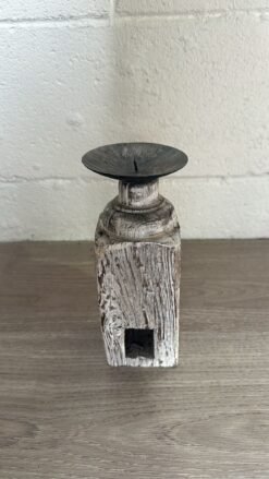 Rustic white candle holder 8x18.5cm