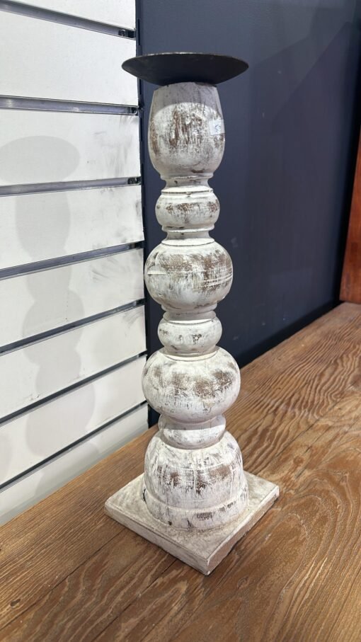 Candle stand large white 13x13x42cm - Image 2