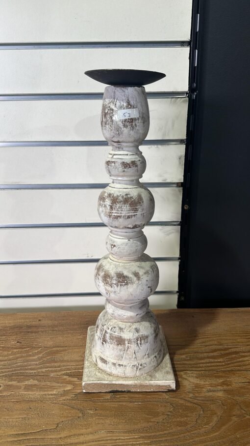 Candle stand large white 13x13x42cm