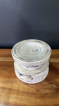 Wooden seed candle holders natural 13x13x11cm