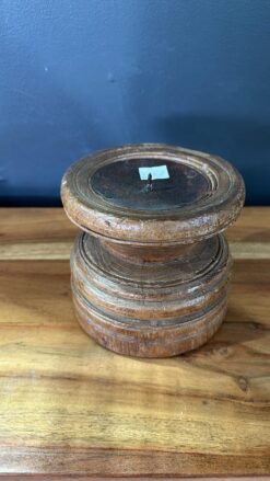 Wooden seed candle holders dark brown 13x13x11cm