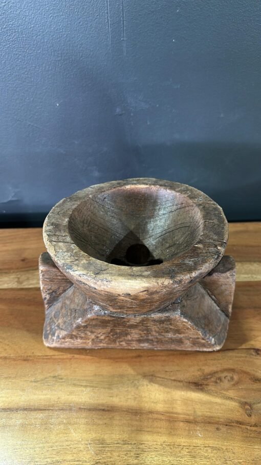 Wooden seed candle holder 16x16x14cm