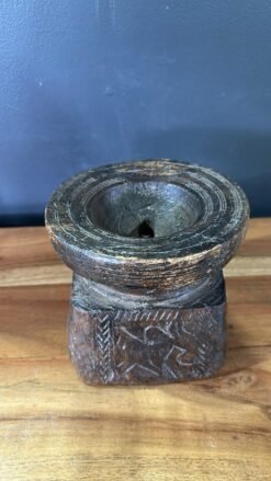 Wooden seed candle holder 15x15x13cm