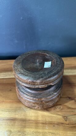 Wooden seed candle holders dark brown 13x13x11cm