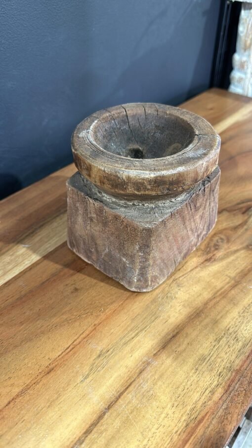 Wooden seed candle holder 12x12x14cm - Image 3