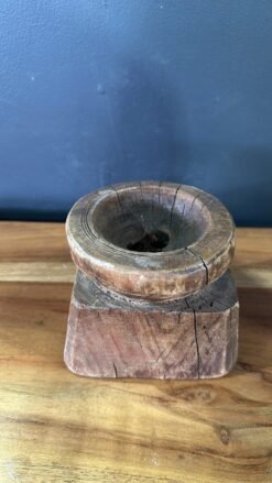 Wooden seed candle holder 12x12x14cm