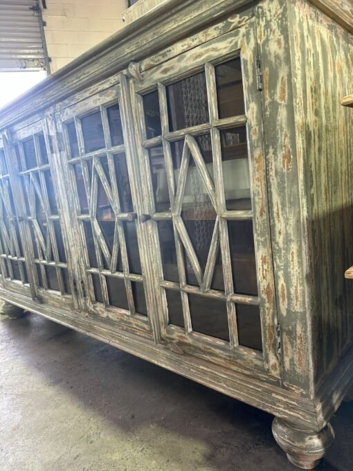 Hand Carved Grey Wash Sideboard 190x40x108 - Image 8