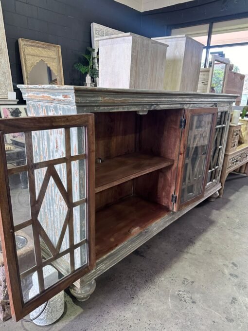 Hand Carved Grey Wash Sideboard 190x40x108 - Image 3