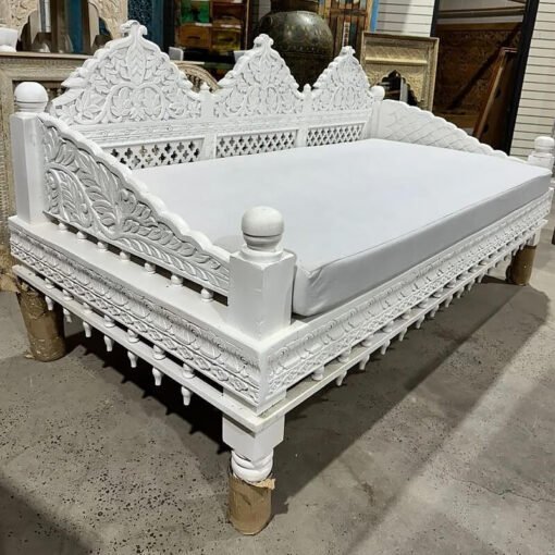 Vintage Indian Maharaja Daybed White 200x100x50