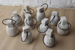 Stone door stopper with metal ring 12x12x25cm