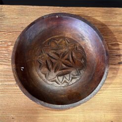 Dark brown carved wooden plate 30x6cm