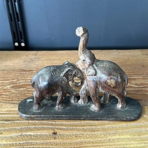 Carved double wooden elephant small 5x20x15cm