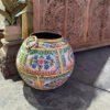 Round hand painted metal pot planter 80x80x45cm