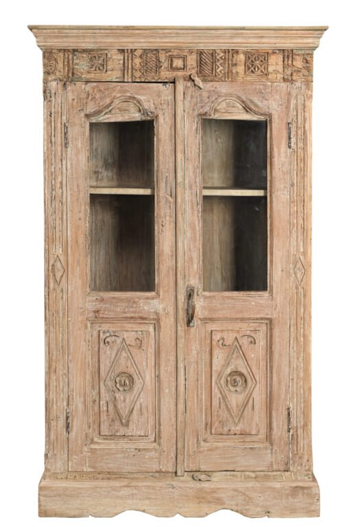 Wooden glass almirah 93x42x154cm