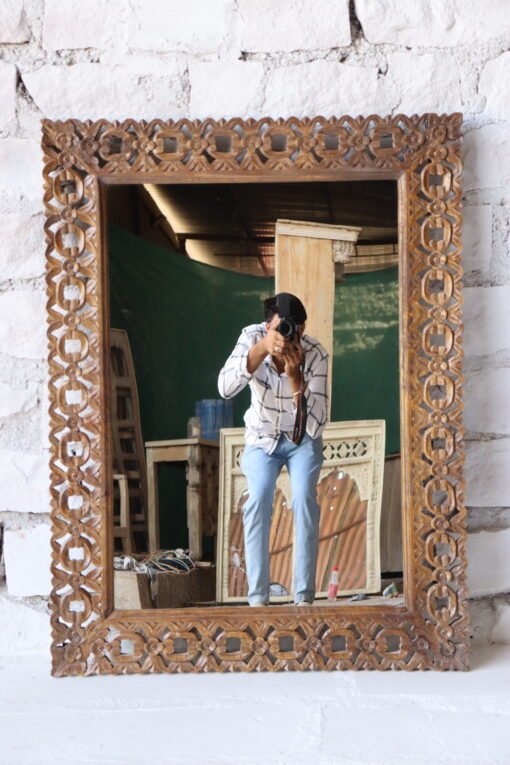 BROWN WOODEN MIRROR FRAME 90x4x120cm - Image 4